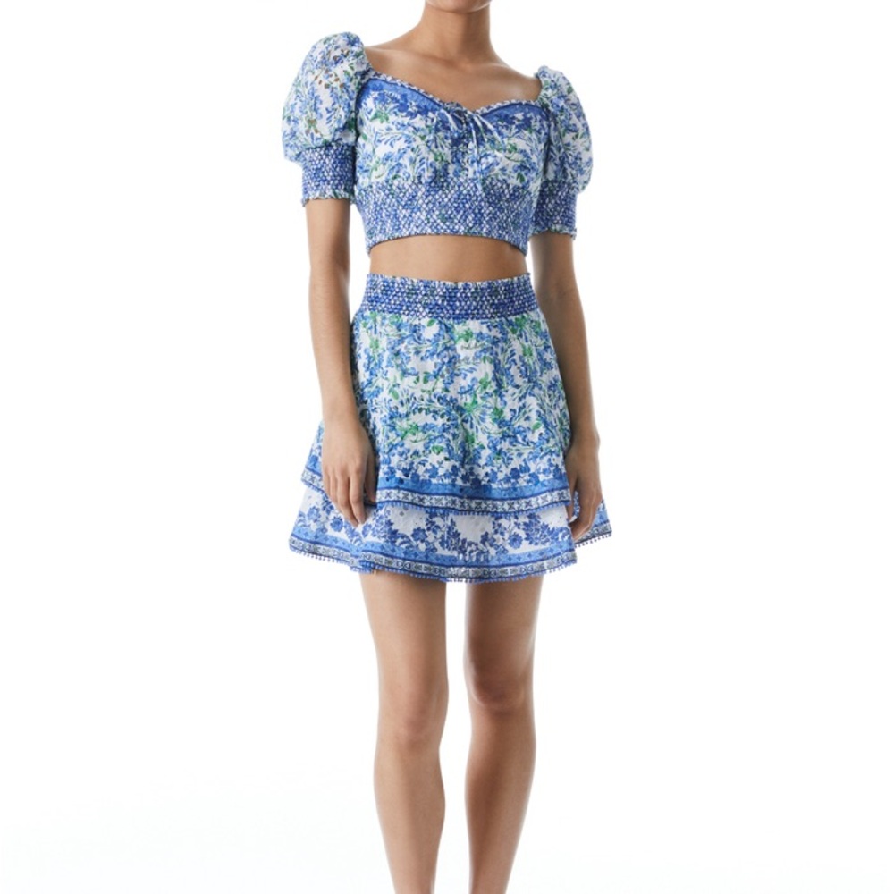 Alice + Olivia Crawford Smocked Mini Skirt Size Large (part of a set!)